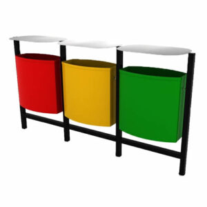 BASURERO RECICLAJE TRIPLE RECTANGULO